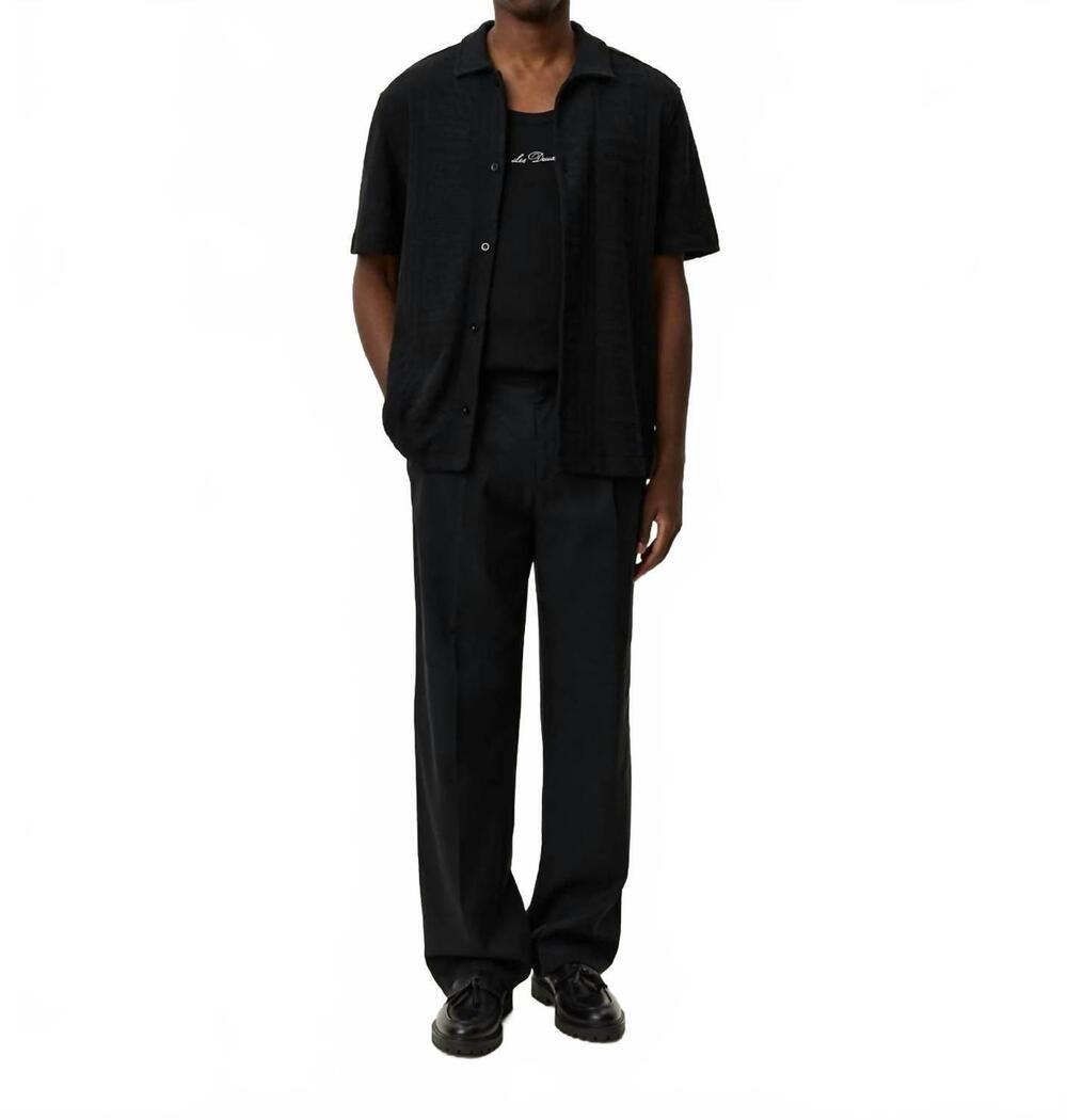 NEW LES DEUX hector pointelle short sleeve shirt in black